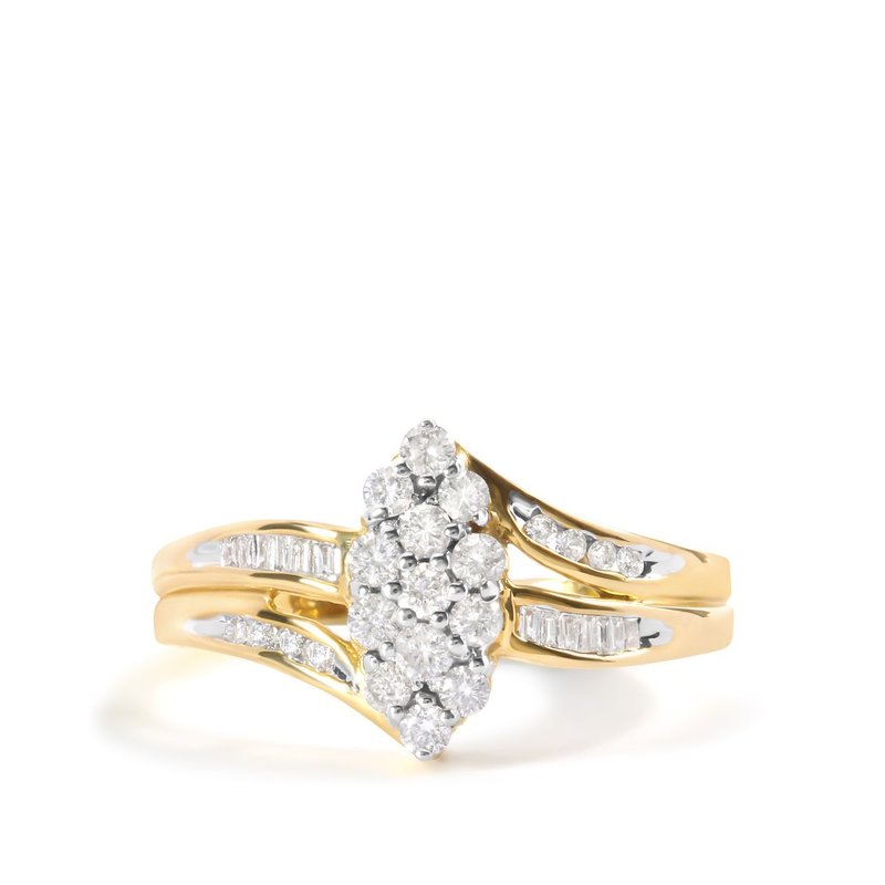 Haus Of Brilliance 10k Yellow Gold 1/2 Cttw Pear Cluster And Channel Set Diamond Ring