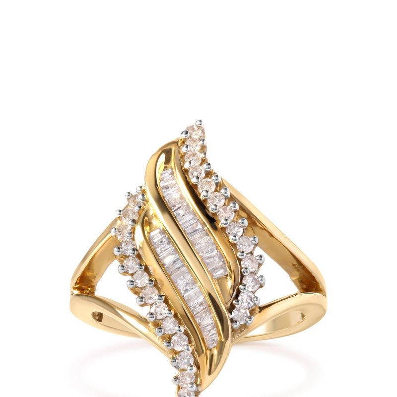 Haus Of Brilliance 10k Yellow Gold 1/2 Cttw Round And Baguette Cut Diamond Cocktail Ring