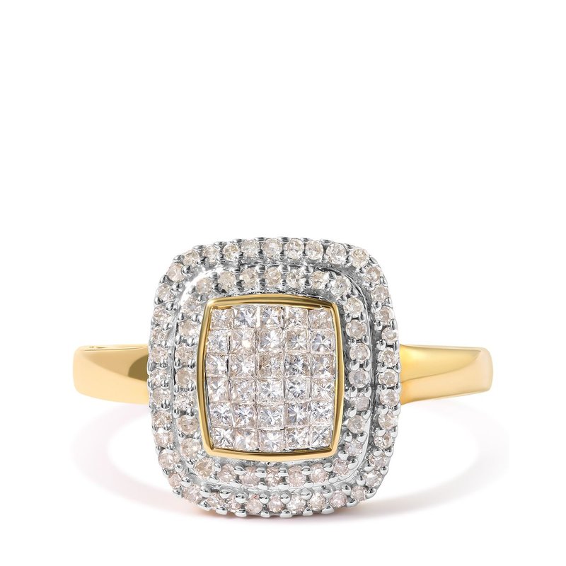 Haus Of Brilliance 10k Yellow Gold 1/2 Cttw Round And Princess Diamond Composite Head And Halo Ring
