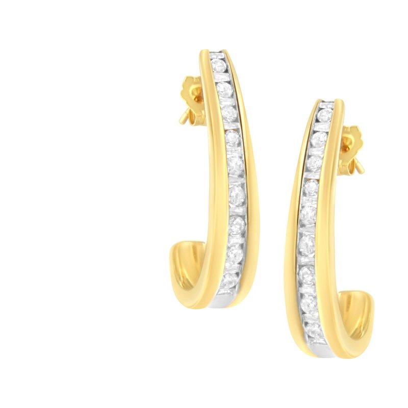 Haus Of Brilliance 10k Yellow Gold 1 Cttw Channel Set Diamond J-hoop Earrings