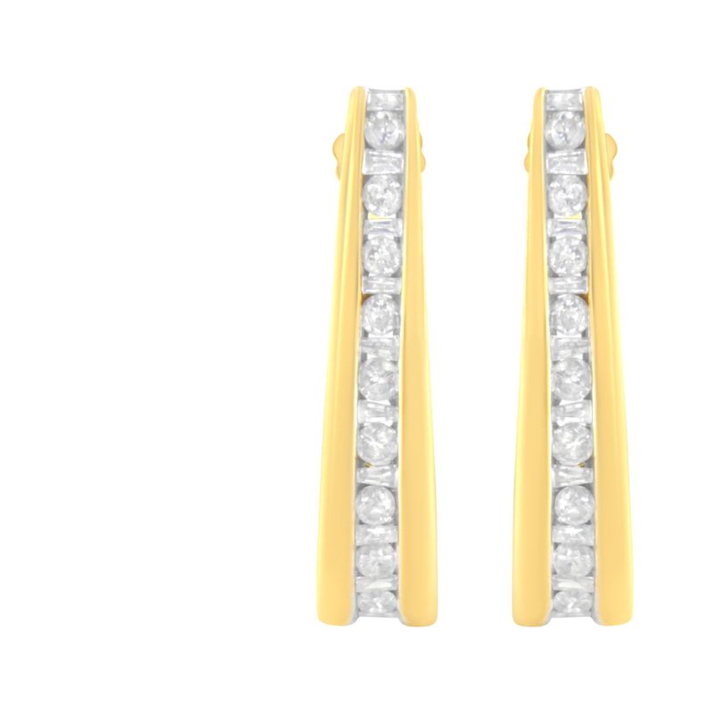 Shop Haus Of Brilliance 10k Yellow Gold 1 Cttw Channel Set Diamond J-hoop Earrings