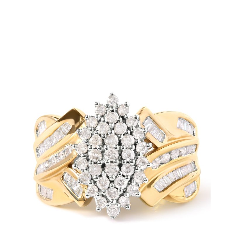 Haus Of Brilliance 10k Yellow Gold 1 Cttw Diamond Pear Shaped Cluster Cluster Cocktail Ring