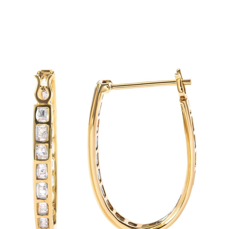 Haus Of Brilliance 10k Yellow Gold 1.00 Cttw Round And Baguette-cut Diamond U-hoop Earrings