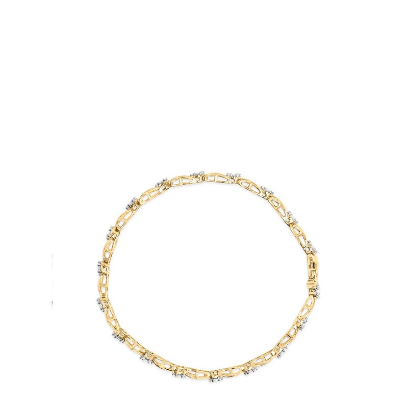 Haus Of Brilliance 10k Yellow Gold 1.00 Cttw Round Cut Diamond Cross Link 7" Bracelet