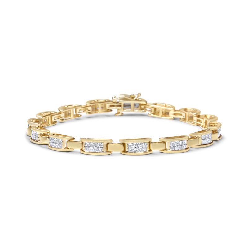 Haus Of Brilliance 10k Yellow Gold 2.0 Cttw Invisible-set Princess Cut Diamond Rectangular Link Bracelet