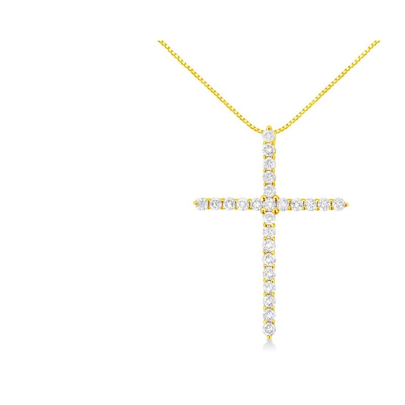 Haus Of Brilliance 10k Yellow Gold 2.0 Cttw Round Brilliant Cut Diamond Cross Pendant Necklace With