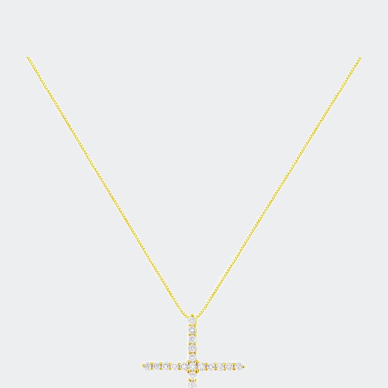 Shop Haus Of Brilliance 10k Yellow Gold 2.0 Cttw Round Brilliant Cut Diamond Cross Pendant Necklace With Box Chain