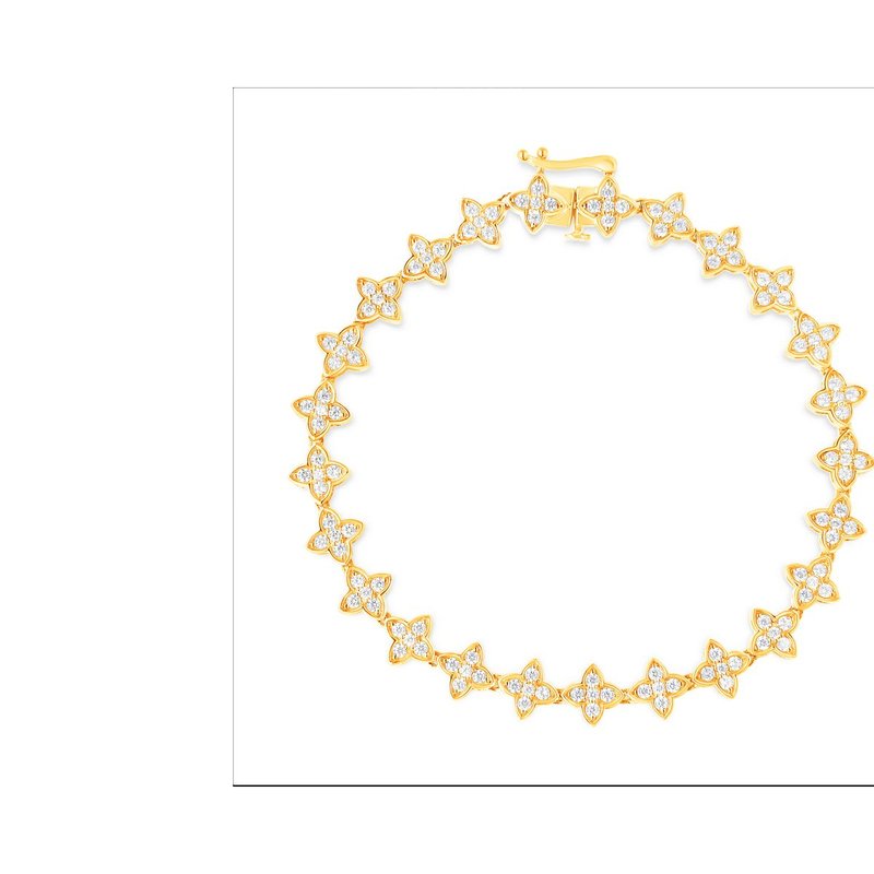 Haus Of Brilliance 10k Yellow Gold 2.0 Cttw Round-cut Diamond 4 Leaf Clover Link Bracelet
