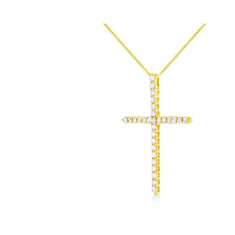 Shop Haus Of Brilliance 10k Yellow Gold 3.00 Cttw Round-cut Diamond Cross 18" Pendant Necklace