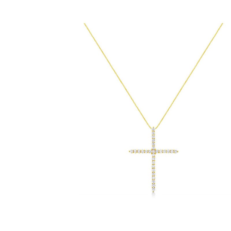 Shop Haus Of Brilliance 10k Yellow Gold 3.00 Cttw Round-cut Diamond Cross 18" Pendant Necklace