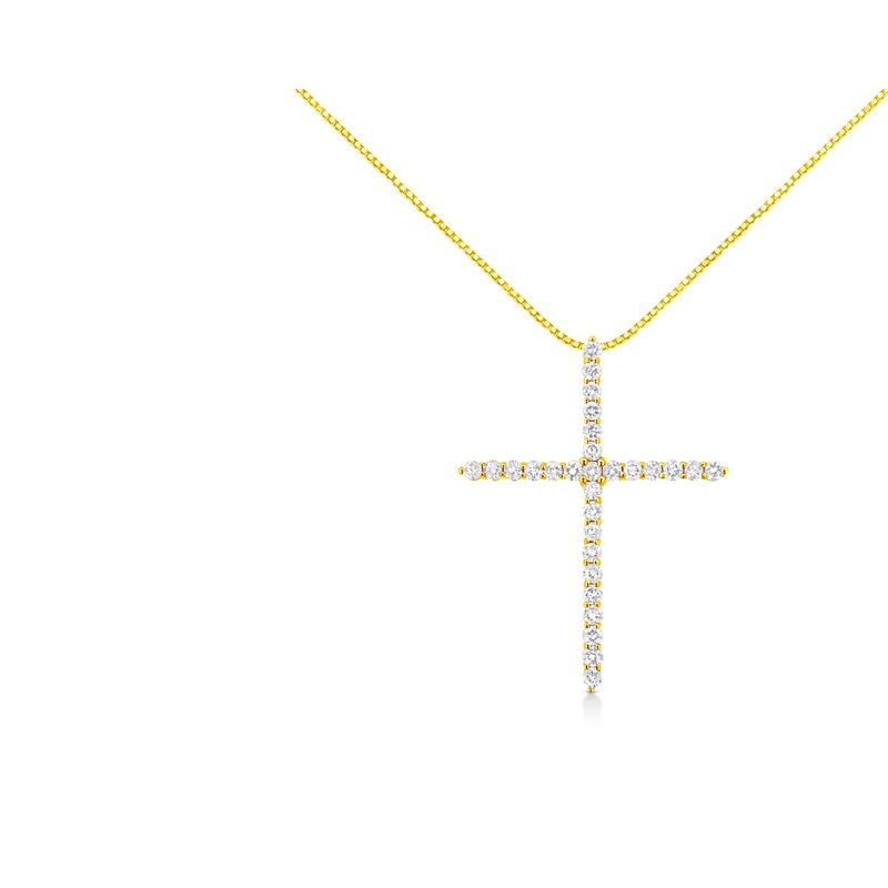 Haus Of Brilliance 10k Yellow Gold 3.00 Cttw Round-cut Diamond Cross 18" Pendant Necklace