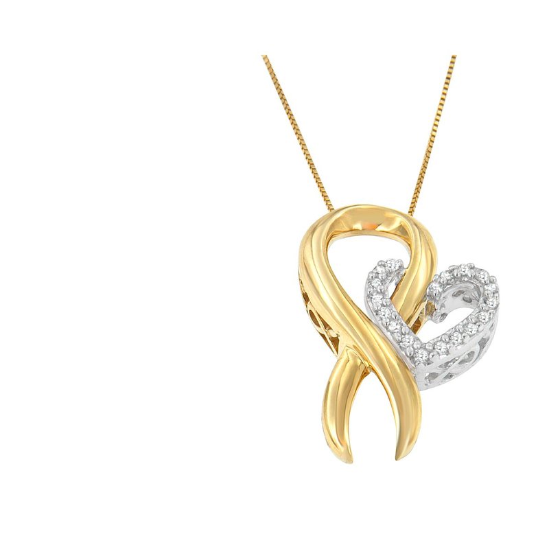 Shop Haus Of Brilliance 10k Yellow Gold And .925 Sterling Silver 1/10 Cttw Diamond Heart Pendant Necklace