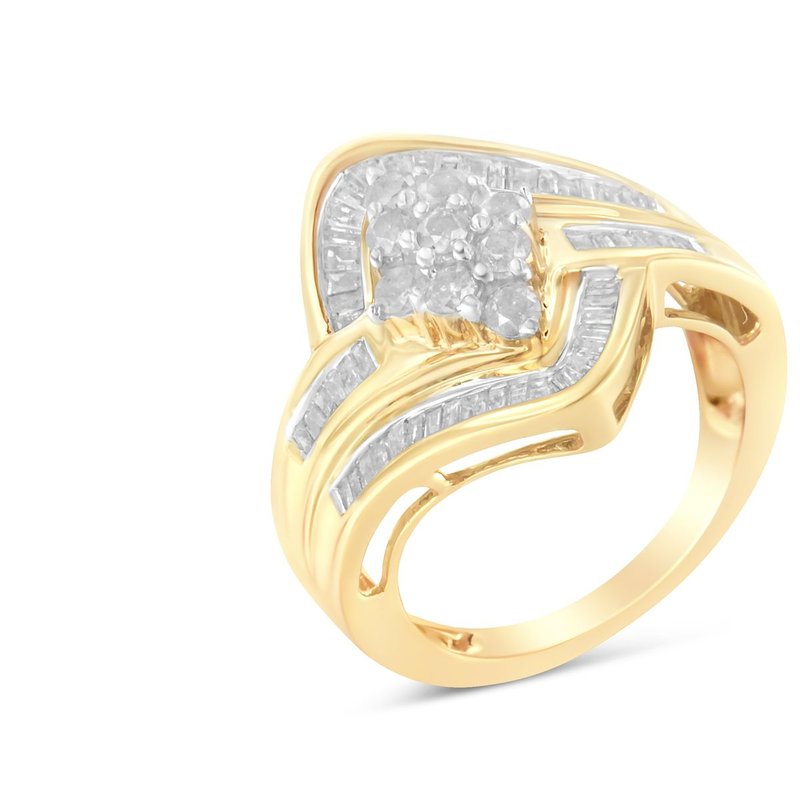 Haus Of Brilliance 10k Yellow Gold Diamond Bypass Cluster Ring