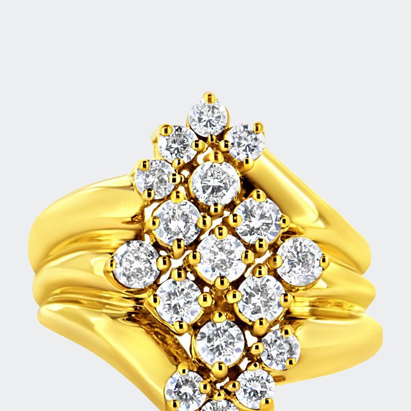 Haus Of Brilliance 10k Yellow Gold Flashed .925 Sterling Silver 1-1/8 Cttw Round & Baguette Diamond 'flower & Fern' Clu