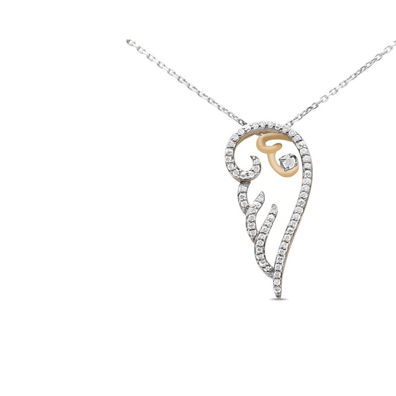Haus Of Brilliance 10k Yellow Gold Over .925 Sterling Silver 1/4 Cttw Diamond Angel Wing 18" Pendant Necklace