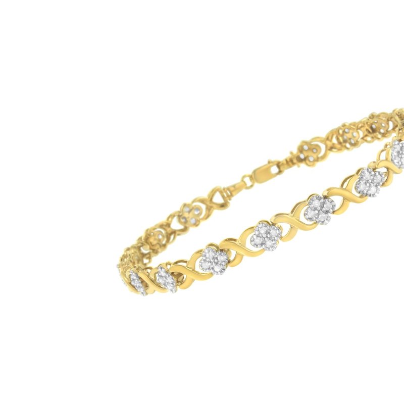 Shop Haus Of Brilliance 10k Yellow Gold Over .925 Sterling Silver 1.0 Cttw Diamond Cluster X Link Tennis Link Bracelet