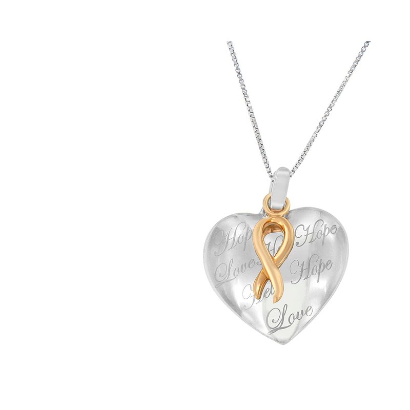 Haus Of Brilliance 10k Yellow Gold Over Silver Heart Pendant Necklace In Grey