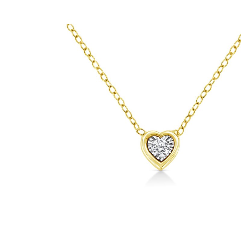 Haus Of Brilliance 10k Yellow Gold Plated .925 Sterling Silver 1/10 Cttw Miracle Set Round Diamond Cushion Shape 18" Pe