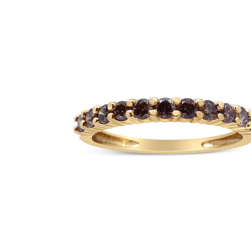 Haus Of Brilliance 10k Yellow Gold Plated .925 Sterling Silver 1/2 Cttw Diamond 13 Stone Beaded Milgrain Band Ring