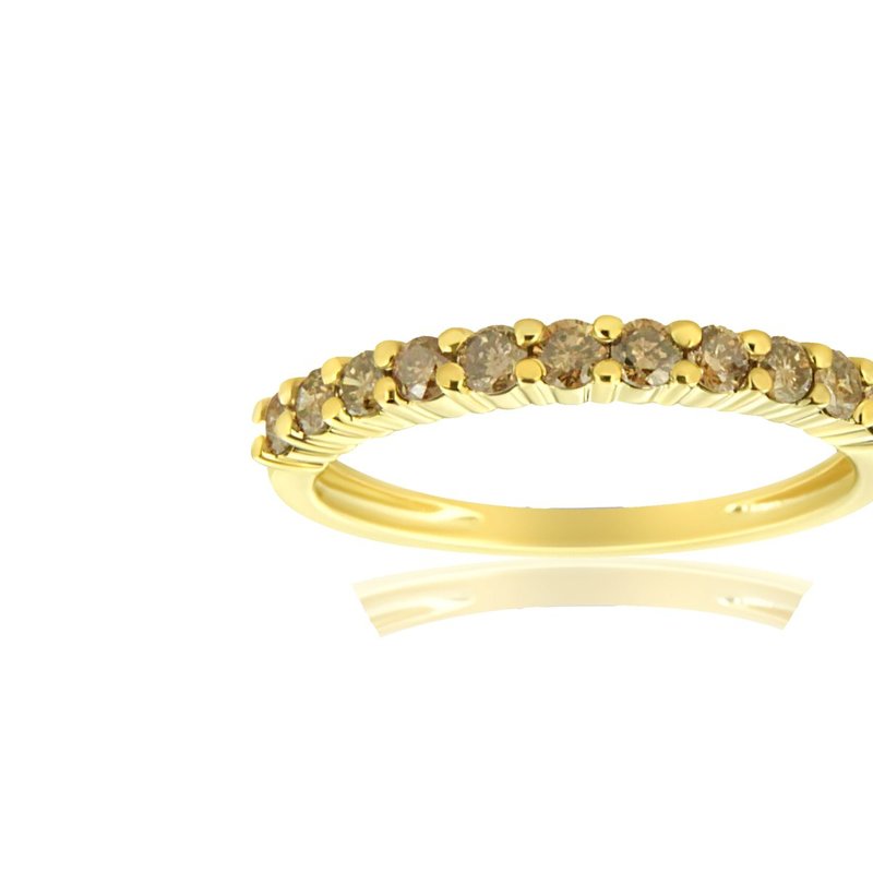 Haus Of Brilliance 10k Yellow Gold Plated .925 Sterling Silver 1/4 Cttw Champagne Diamond Band Ring (k-l Color, I1-i2 C