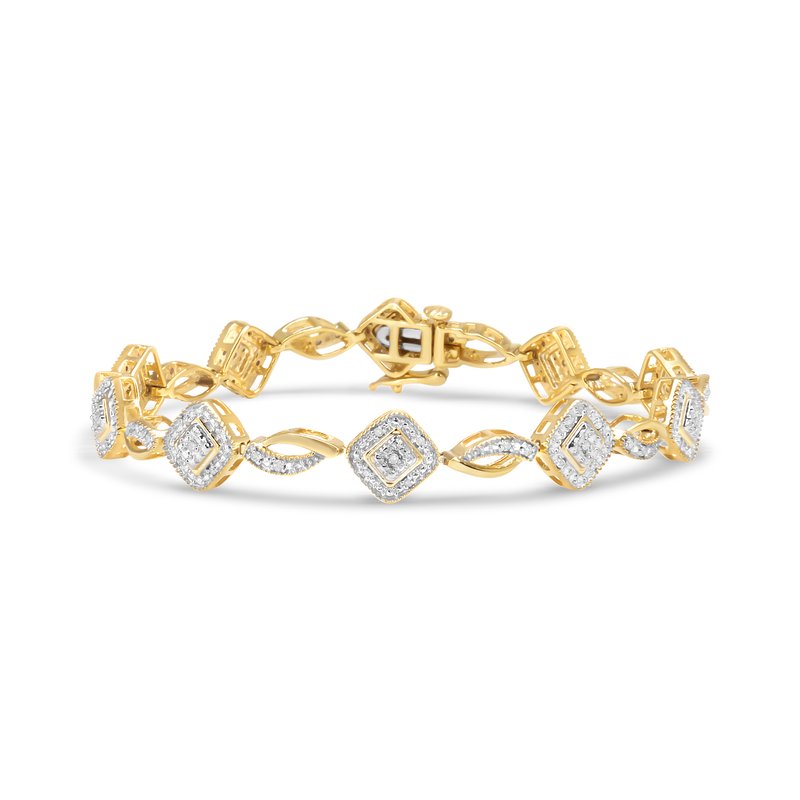 Haus Of Brilliance 10k Yellow Gold Plated .925 Sterling Silver 1/4 Cttw Diamond Alternating Art Deco Square And Swirl L
