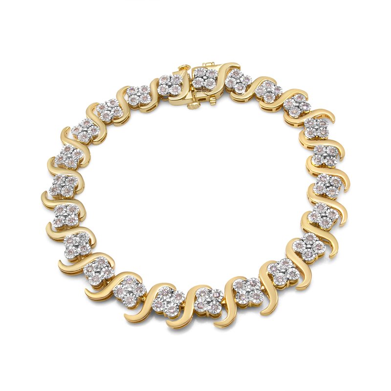 Haus Of Brilliance 10k Yellow Gold Plated .925 Sterling Silver 1.0 Cttw Diamond "s" Link 7.25" Bracelet