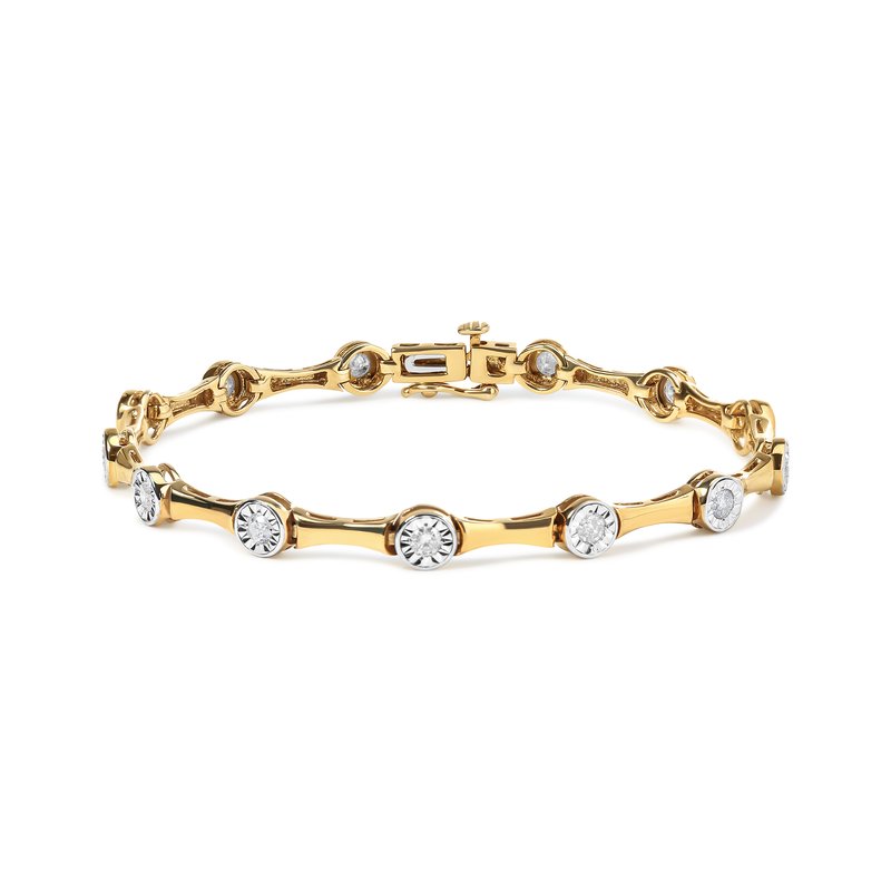 Haus Of Brilliance 10k Yellow Gold Plated .925 Sterling Silver 1.0 Cttw Miracle Set Diamond Bezel St