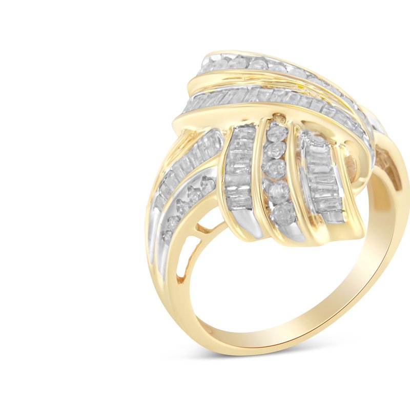 Haus Of Brilliance 10k Yellow Gold Plated .925 Sterling Silver 1.0 Cttw Round And Baguette Diamond K