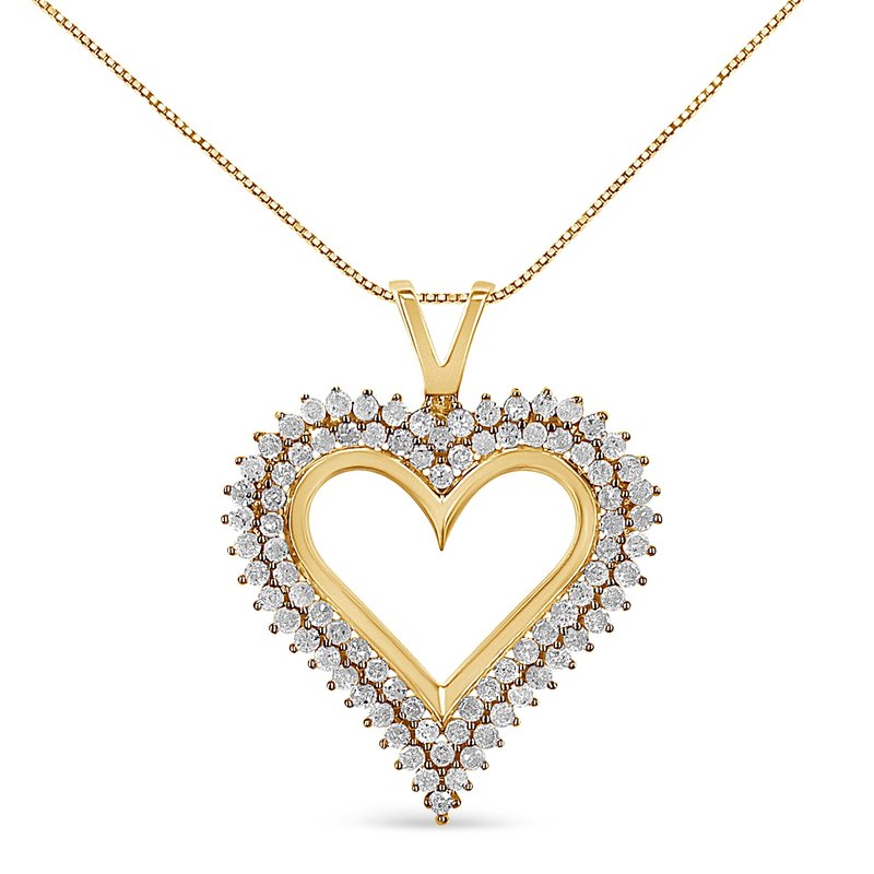 Haus Of Brilliance 10k Yellow Gold Plated .925 Sterling Silver 1.00 Cttw Diamond Heart 18" Pendant Necklace