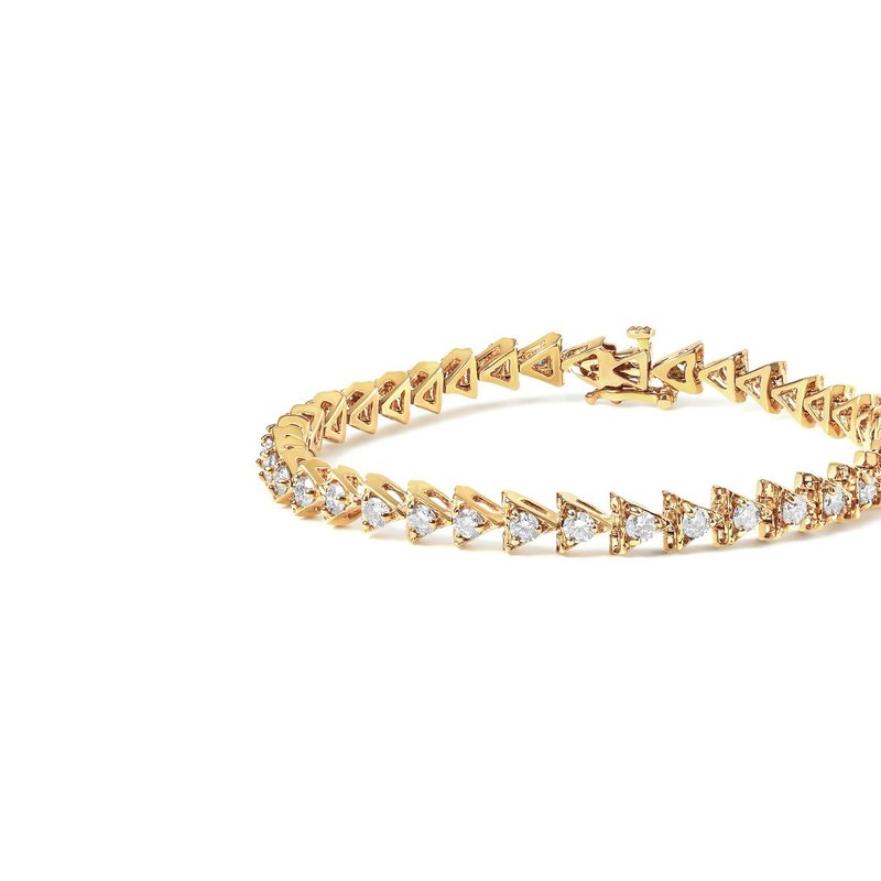 Shop Haus Of Brilliance 10k Yellow Gold Plated .925 Sterling Silver 3.0 Cttw Diamond Triangle Link Tennis Bracelet