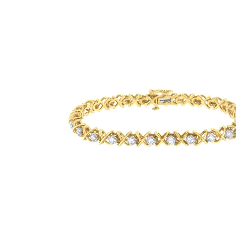 Haus Of Brilliance 10k Yellow Gold Plated Sterling Silver 1 Cttw Diamond Link Bracelet