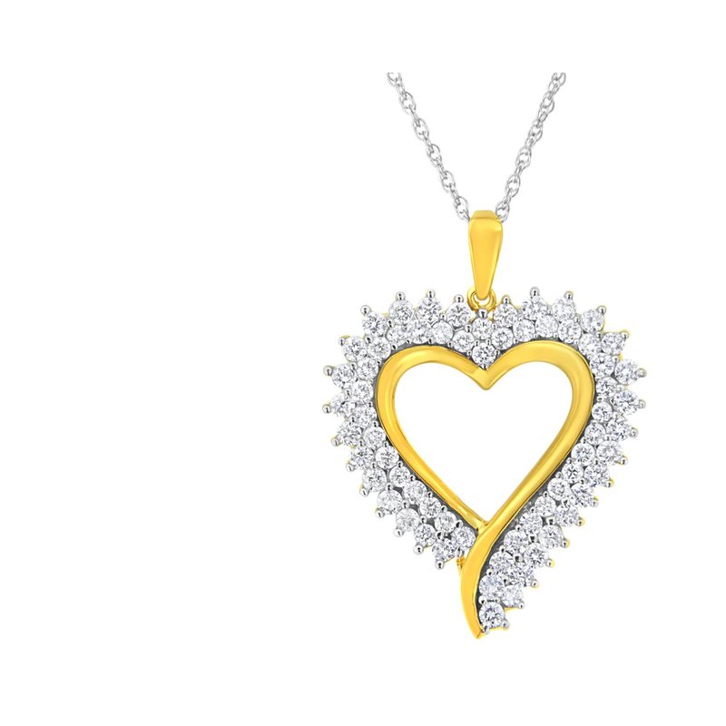 Haus Of Brilliance 10k Yellow Gold Plated Sterling Silver 1 Cttw Lab-grown Diamond Heart Pendant Nec