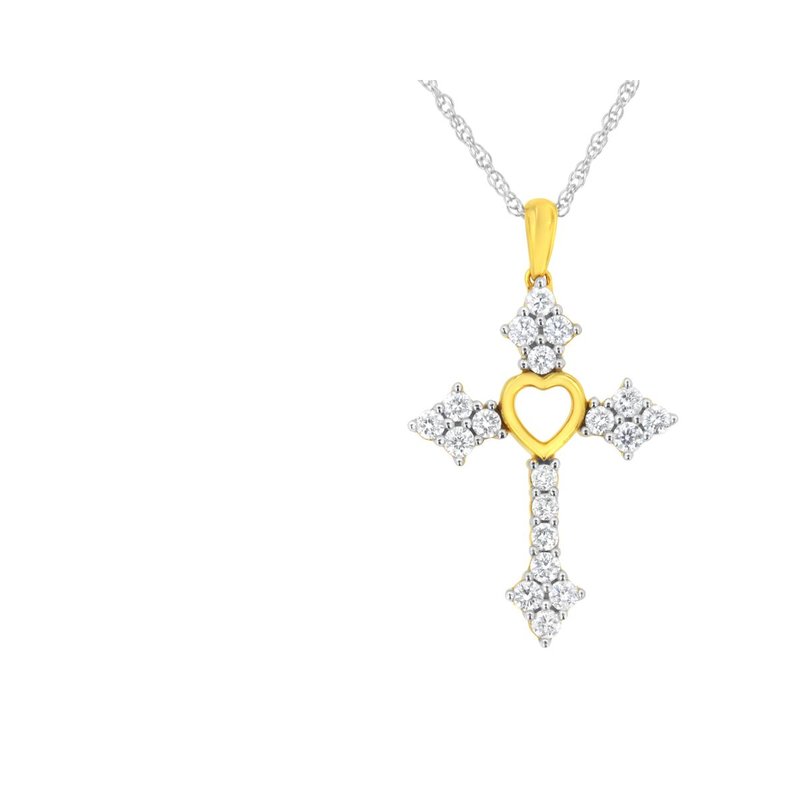 Haus Of Brilliance 10k Yellow Gold Plated Sterling Silver 3/4 Cttw Lab-grown Diamond Cross Pendant Necklace