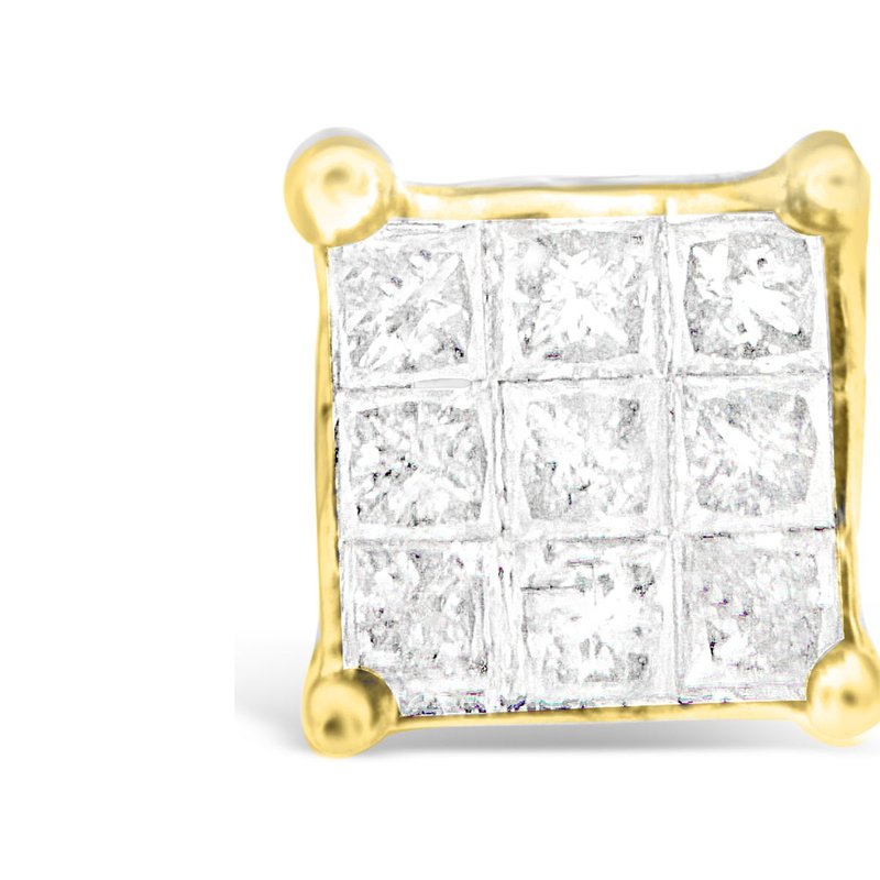 Shop Haus Of Brilliance 10k Yellow Gold Princess-cut Composite 18-stone Diamond Earrings