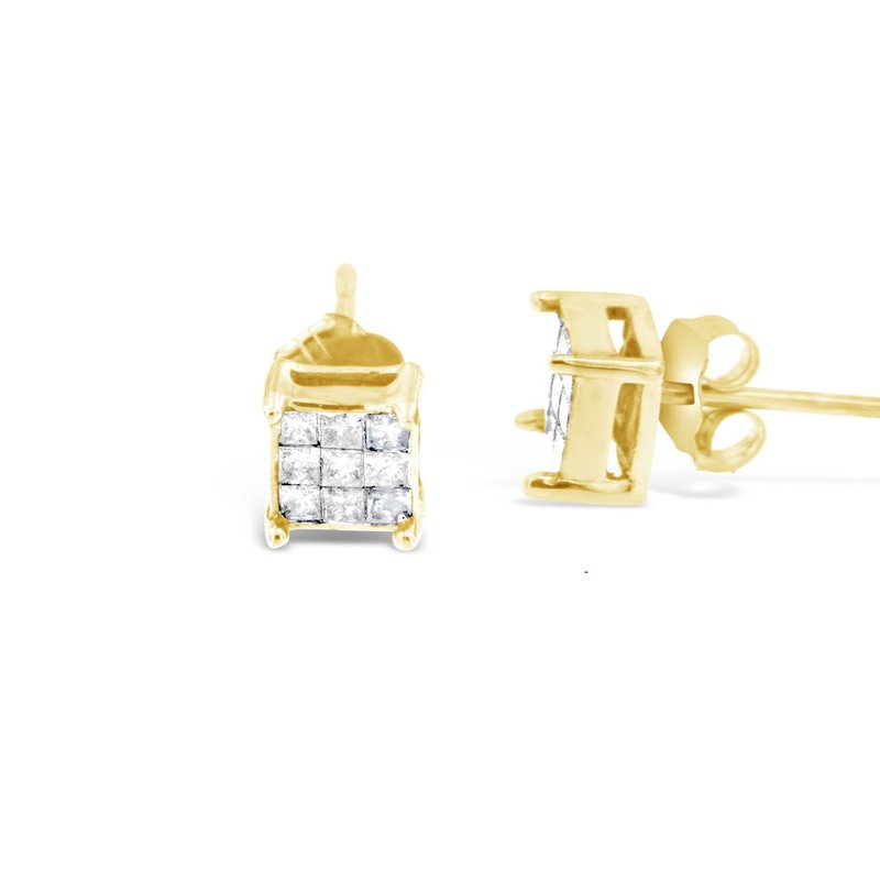 Haus Of Brilliance 10k Yellow Gold Princess-cut Composite 18-stone Diamond Earrings