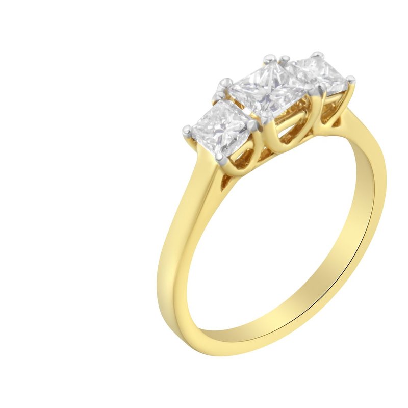 Haus Of Brilliance 10k Yellow Gold Princess-cut Diamond Three Stone Band Ring