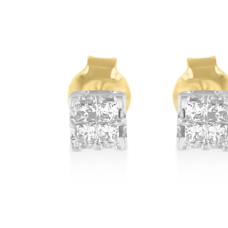 Haus Of Brilliance 10k Yellow Gold Princess Diamond Quad Stud Earrings