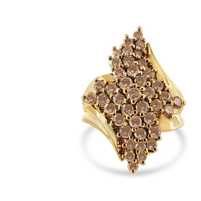 Haus Of Brilliance 10k Yellow Gold Round And Baguette-cut Diamond Cluster Ring