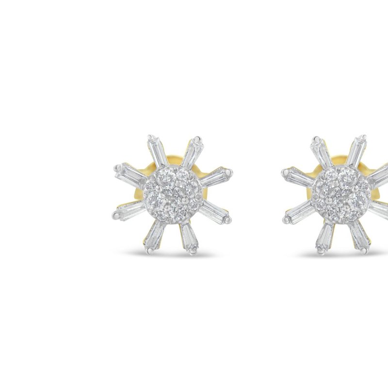 Haus Of Brilliance 10k Yellow Gold Round And Baguette Diamond Stud Earring