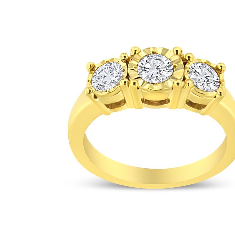Haus Of Brilliance 10k Yellow Gold Three-stone Diamond Ring