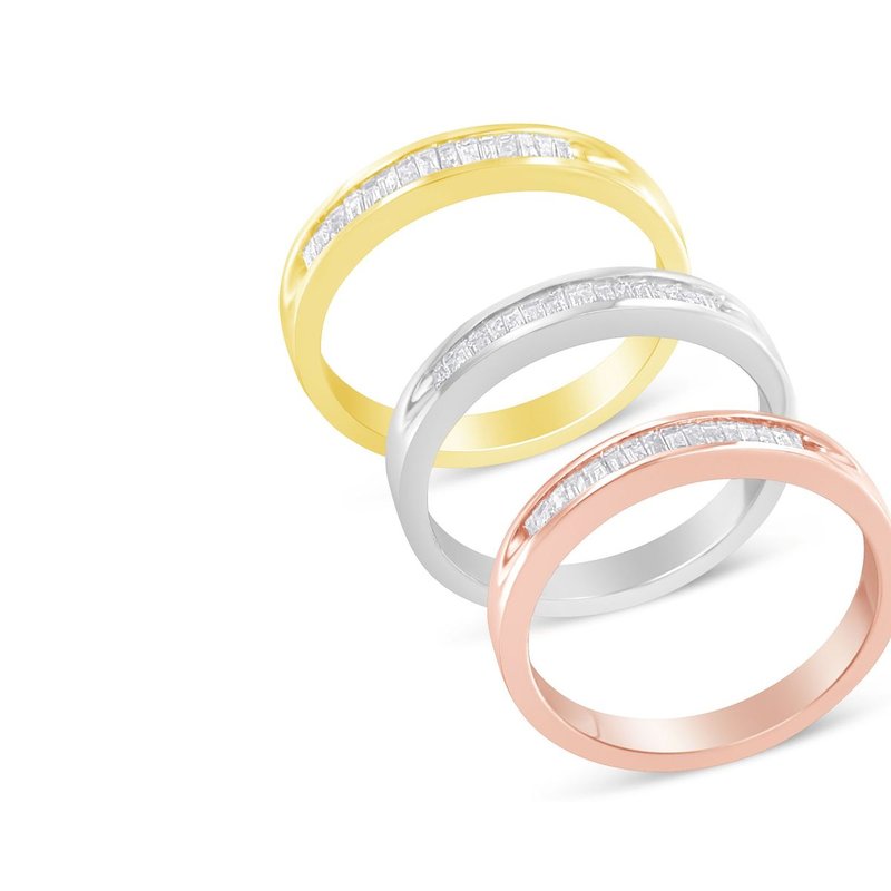Haus Of Brilliance 10k Yellow, White And Rose Gold Over .925 Sterling Silver 5/8 Cttw Diamond Channel-set Stackable Ban
