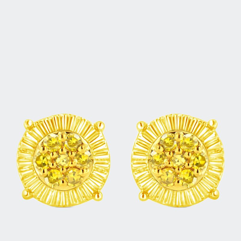 Haus Of Brilliance 10kt Gold Princess Diamond Stud Earring In Yellow