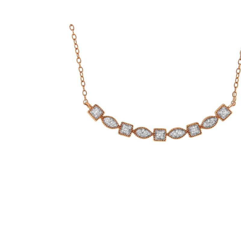 Haus Of Brilliance 10kt Rose Gold Plated Sterling Silver Round Diamond Bar Necklace In Pink