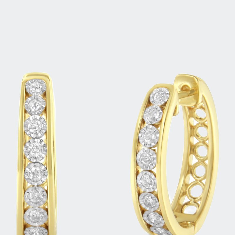 Haus Of Brilliance 10kt Two-tone Gold Diamond Hoop Earring