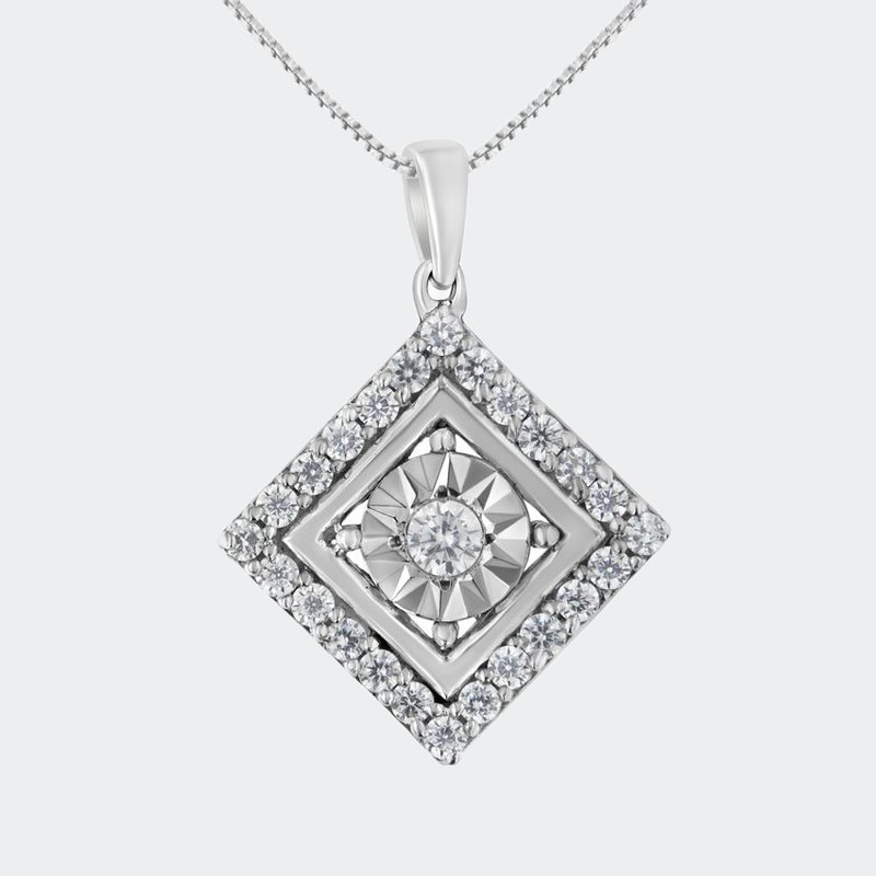 Haus Of Brilliance 10kt White Gold 1/2 Cttw Diamond Square Pendant Necklace