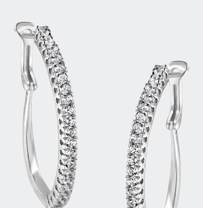 Haus Of Brilliance 10kt White Gold 1 Cttw Diamond Hoop Earrings In Grey