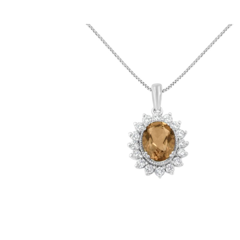 Haus Of Brilliance 10kt White Gold Diamond And 9 Mm Morganite Gemstone Oval Pendant Necklace
