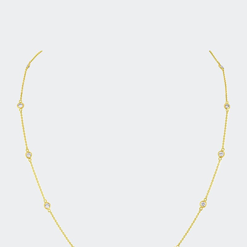 Haus Of Brilliance 14k Gold Diamond Station Necklace In Yellow