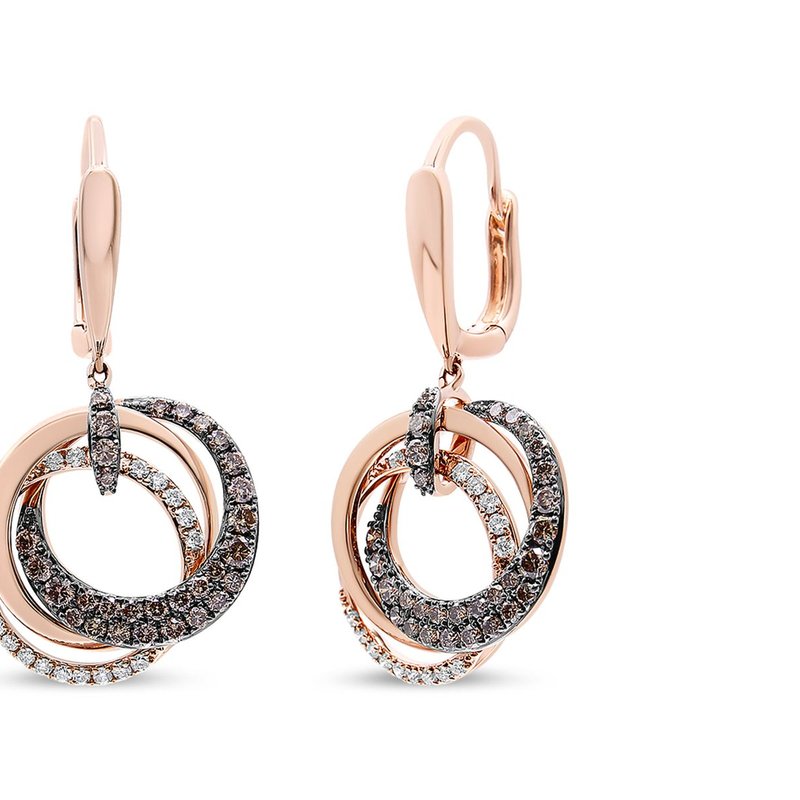Haus Of Brilliance 14k Rose Gold 1.00 Cttw White And Brown Diamond Intertwining Hoops And Circle Dan In Pink