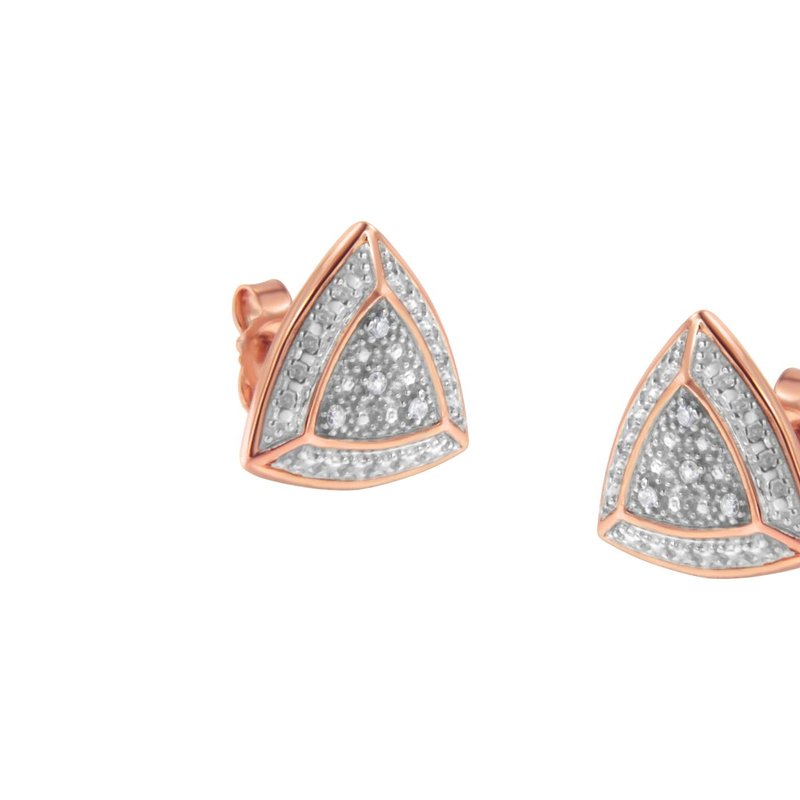 Haus Of Brilliance 14k Rose Gold Over .925 Sterling Silver Diamond-accented Trillion Shaped 4-stone  In Pink